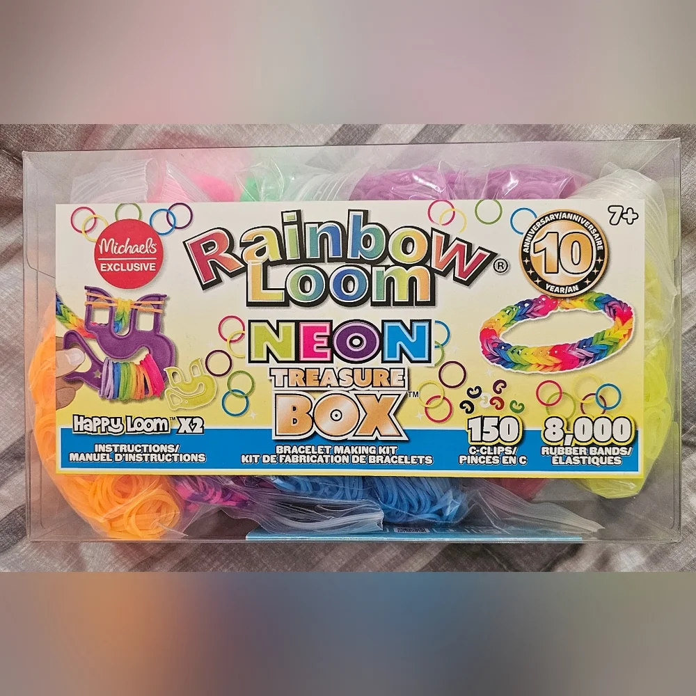New Rainbow Loom Neon Bracelet Box with 8000 Rubberbands